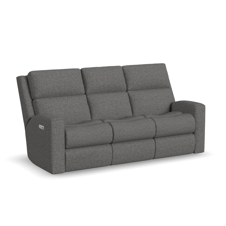 Score Power Reclining Sofa With Power Headrests &amp; Lumbar Dark Gray