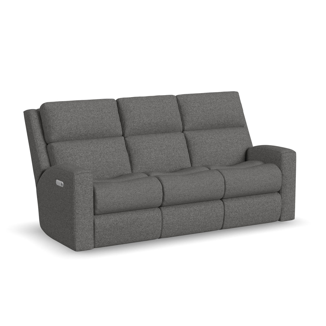 Flexsteel 2805-62L Score  Power Reclining Sofa With Power Headrests & Lumbar  Dark Gray