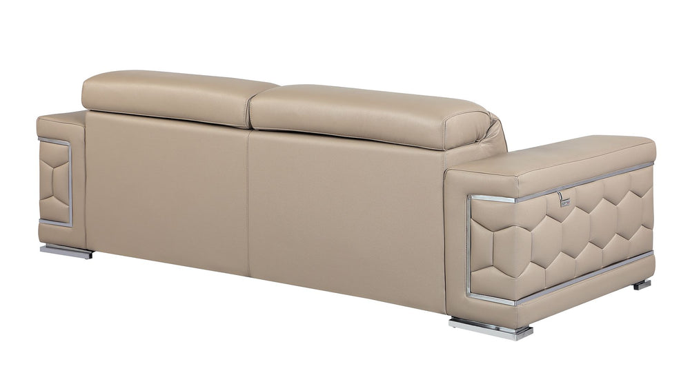DivanItalia 692 2-Piece Sofa Set with Adjustable Headrest in Top-Grain Italian Leather - Beige