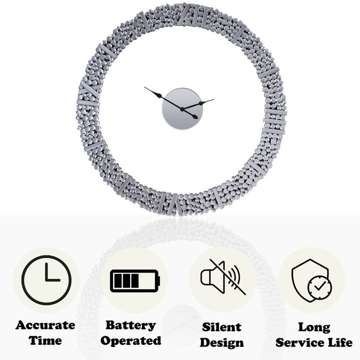 Kachina - 39" Wall Clock - Mirrored & Faux Gems