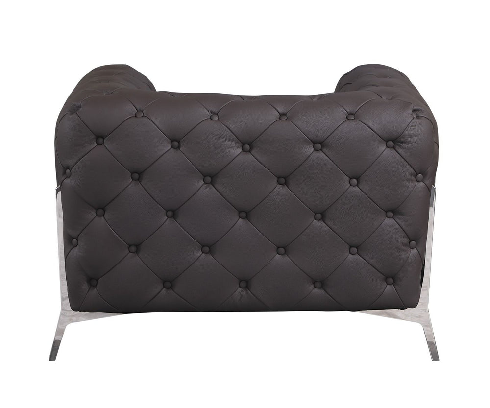 DivanItalia 970 Italian Leather Brown Chair - alternate view 3