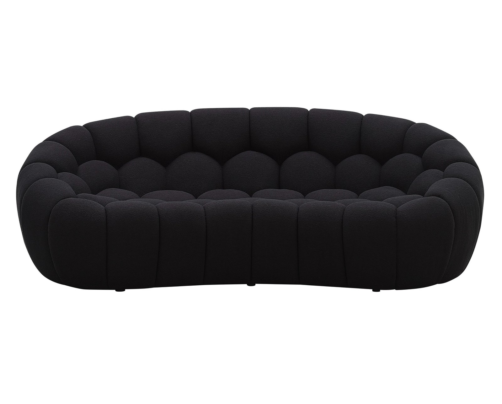 Yolonda - Modern Curved Black Fabric Loveseat
