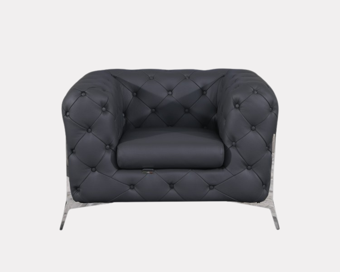 DivanItalia 970 Italian Leather Dark Gray Chair