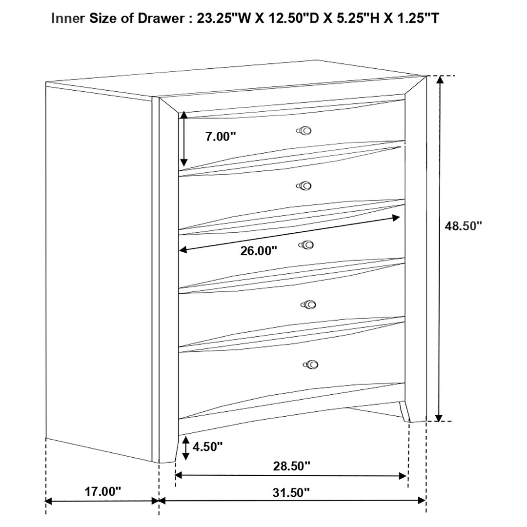 Briana - 5-Drawer Bedroom Chest - Black