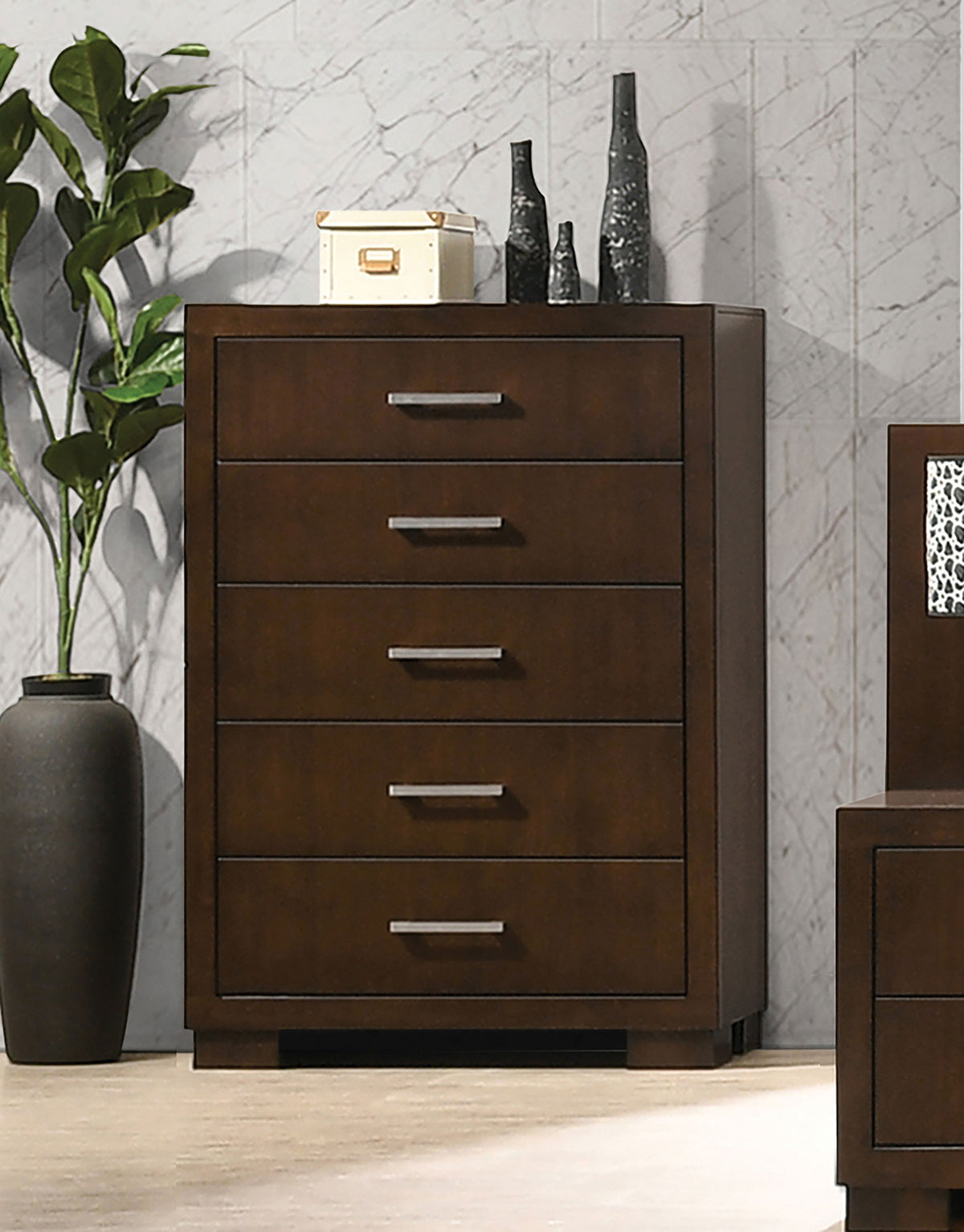 Jessica - 5-Drawer Bedroom Chest - Cappuccino