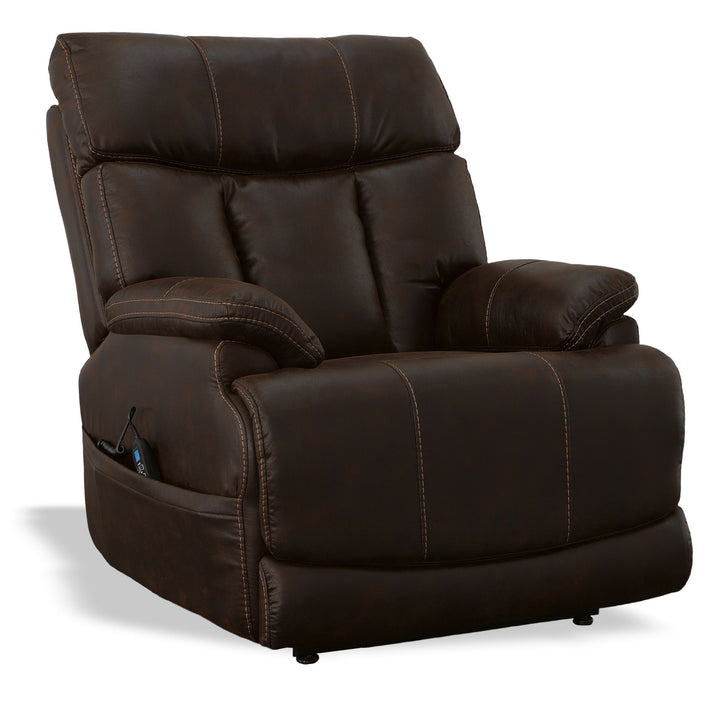 Clive Fabric Power Lift Recliner with Power Headrest &amp; Lumbar in Clove