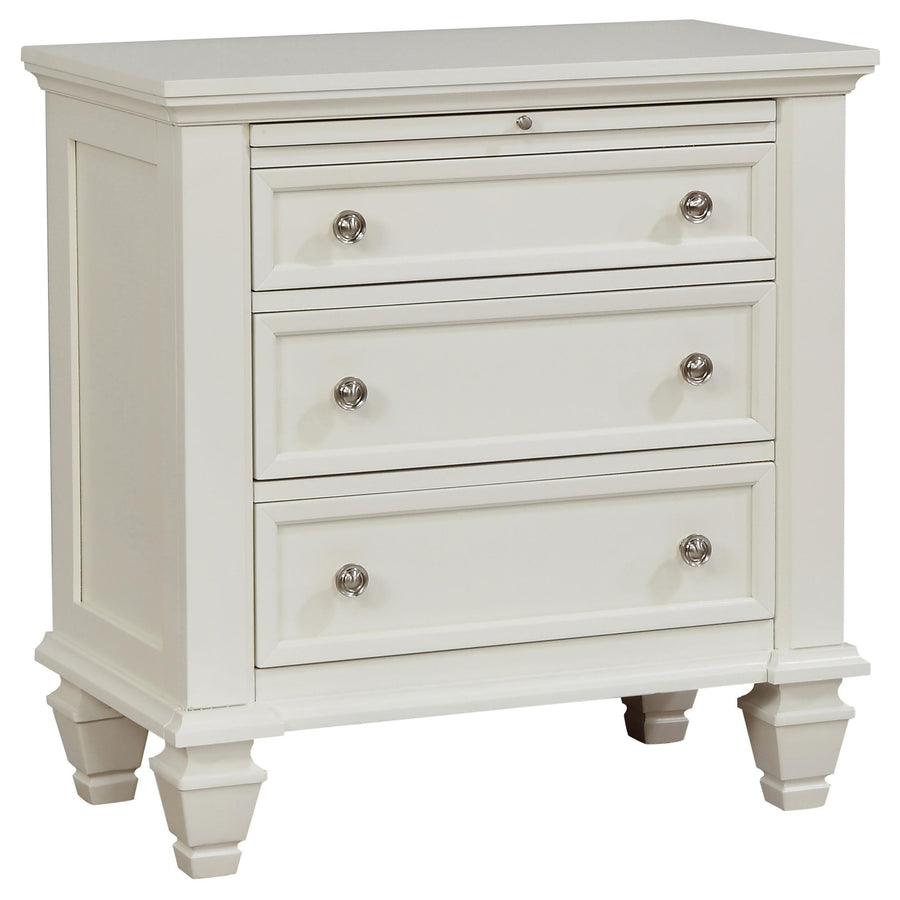 Coaster Furniture 201302 Sandy Beach 3-drawer Nightstand Cream White