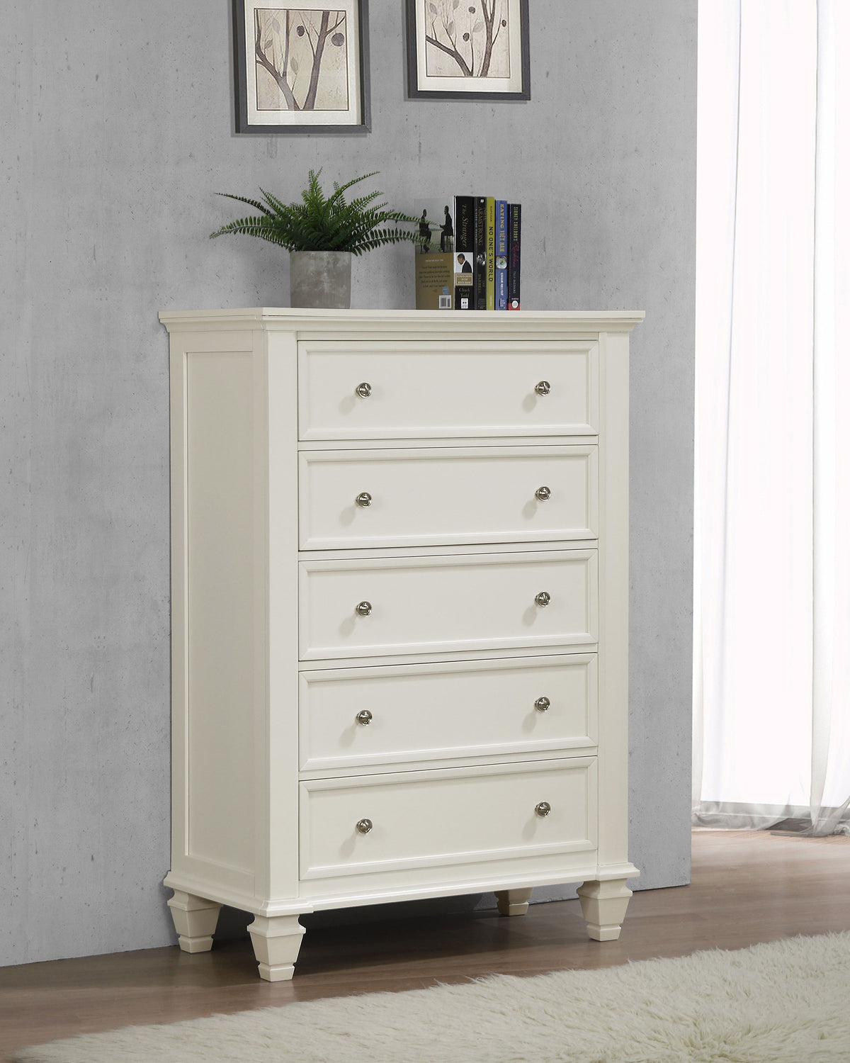 Sandy Beach - 5-Drawer Bedroom Chest - Cream White