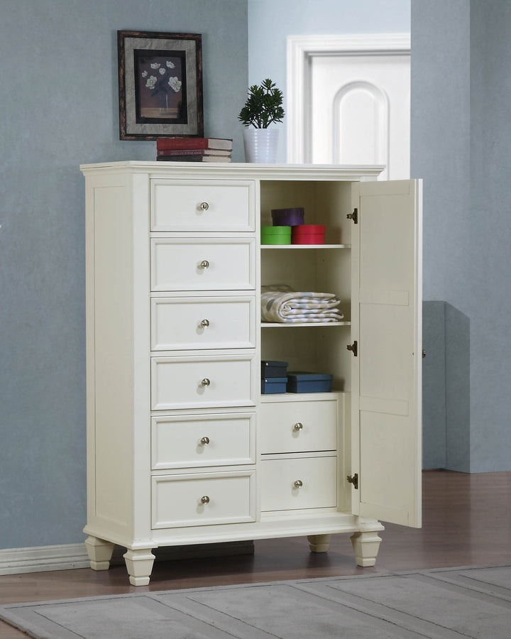 Sandy Beach - 8-Drawer Door Chest - Cream White