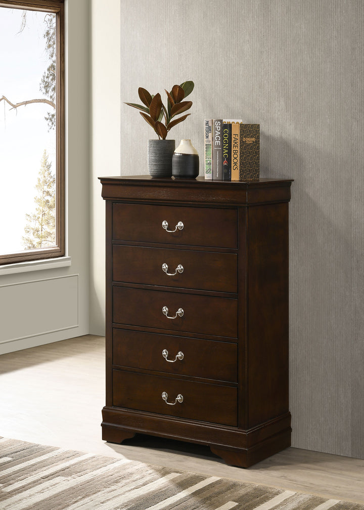 Louis Philippe - 5-Drawer Bedroom Chest - Cappuccino