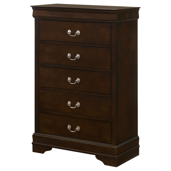 Louis Philippe - 5-Drawer Bedroom Chest - Cappuccino