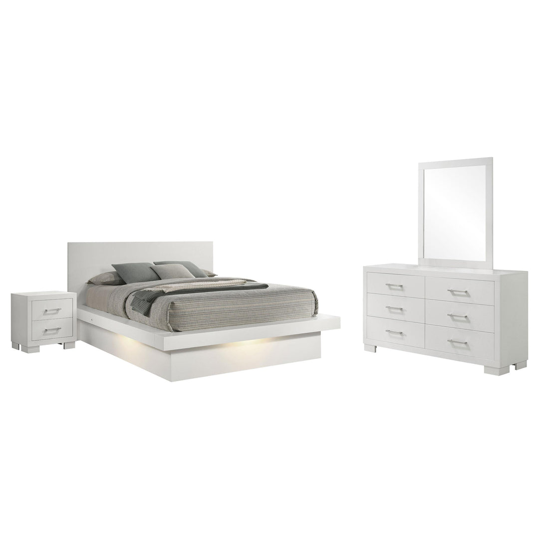 Coaster Furniture 202990Q-S4 Jessica 4-Piece Queen LED Bedroom Set Snow White