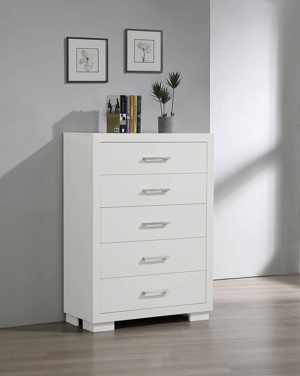 Jessica - 5-Drawer Bedroom Chest - Cream White
