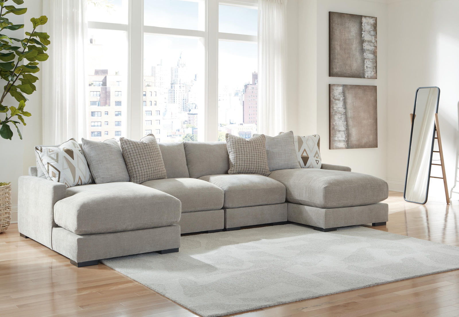 Aslan Court 4-Piece Sofa Pit Sectional - Gray (2)