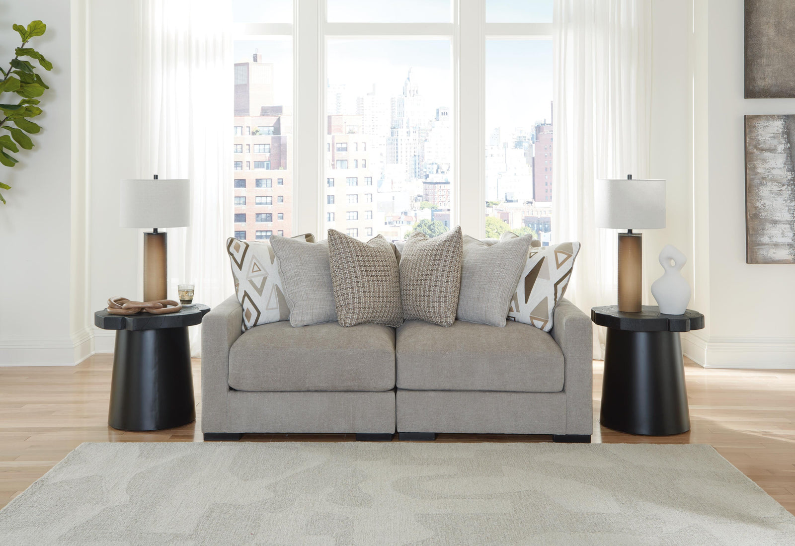 Aslan Court 2-Piece Loveseat Sectional - Gray (2)