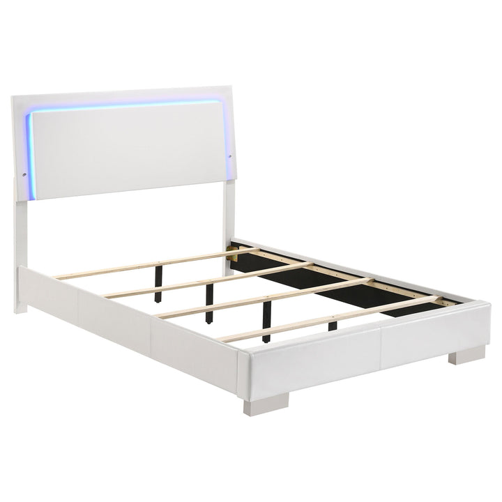 Coaster Furniture 203500F Felicity Wood Full LED Panel Bed White High Gloss