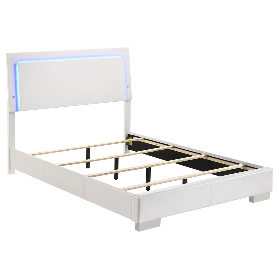 Coaster Furniture 203500F Felicity Wood Full LED Panel Bed White High Gloss