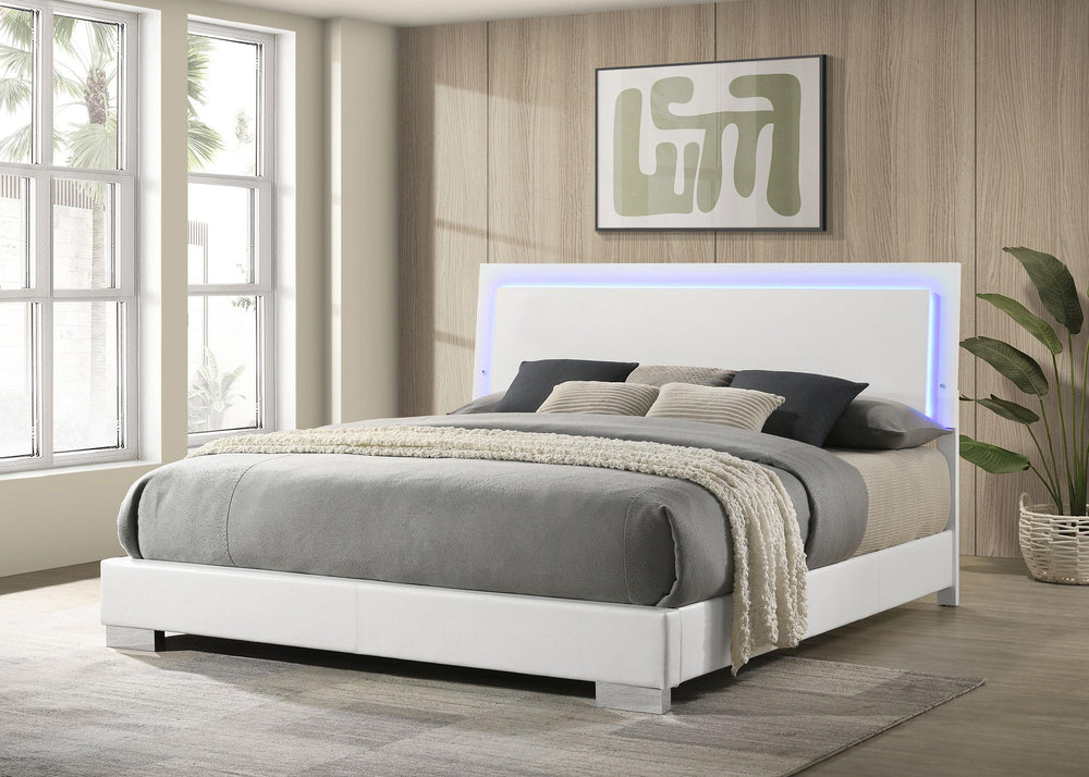 coaster-furniture-203500ke-felicity-wood-eastern-king-led-panel-bed-white-high-gloss