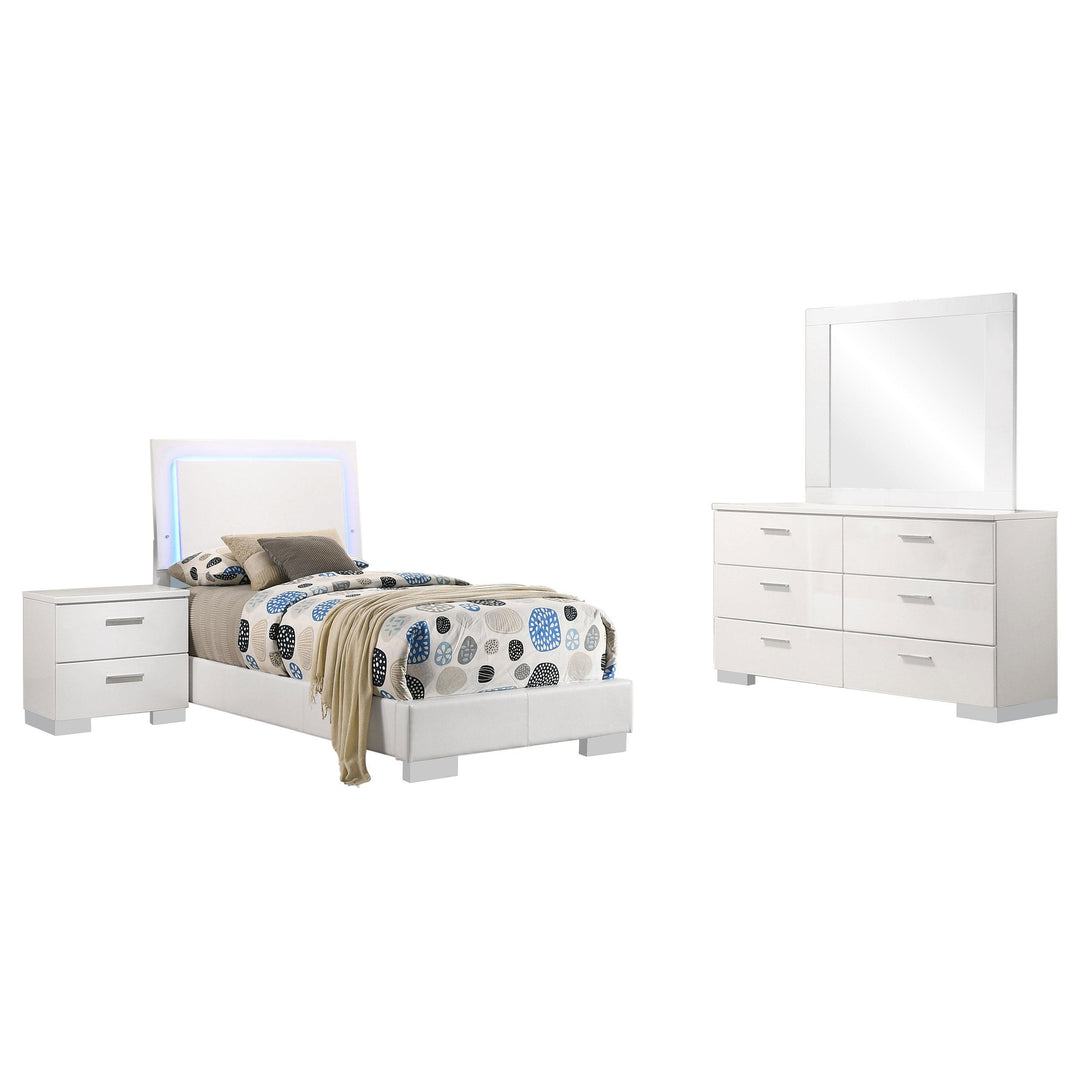 Coaster Furniture 203500T-S4 Felicity 4-Piece Twin Bedroom Set White High Gloss