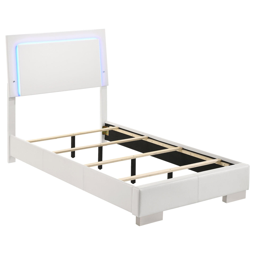 Coaster Furniture 203500T Felicity Wood Twin LED Panel Bed White High Gloss