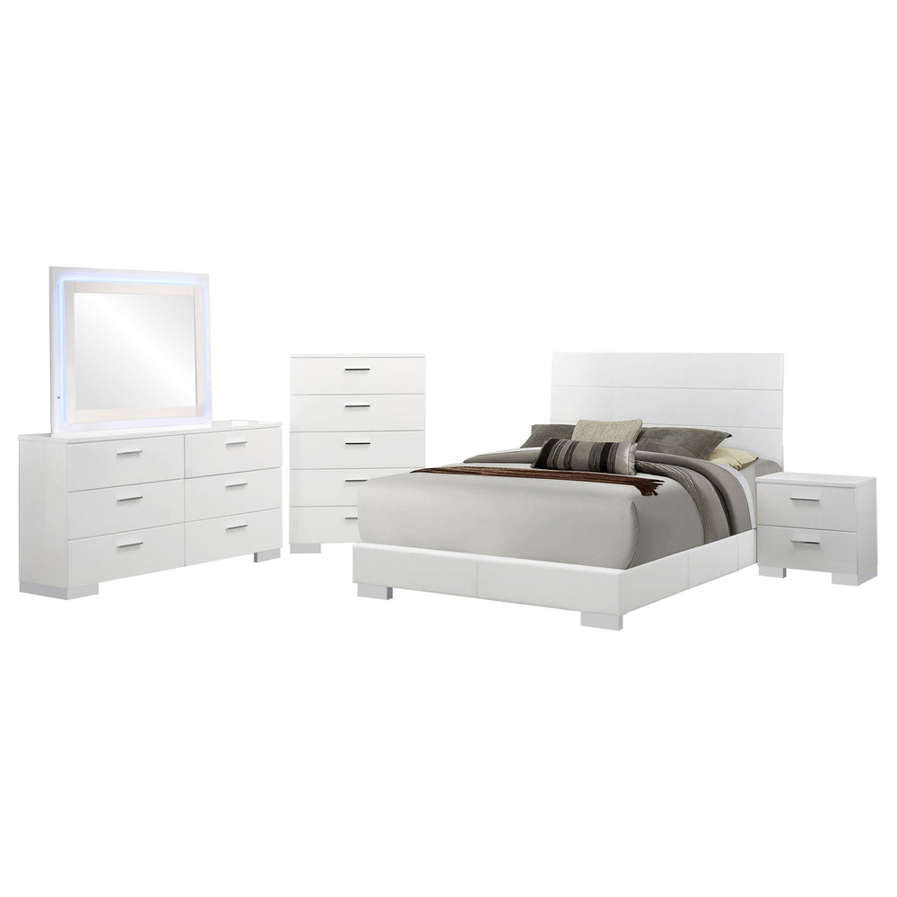 Coaster Furniture 203501KE-S5L Felicity 5-Piece Eastern King Bedroom Set White High Gloss