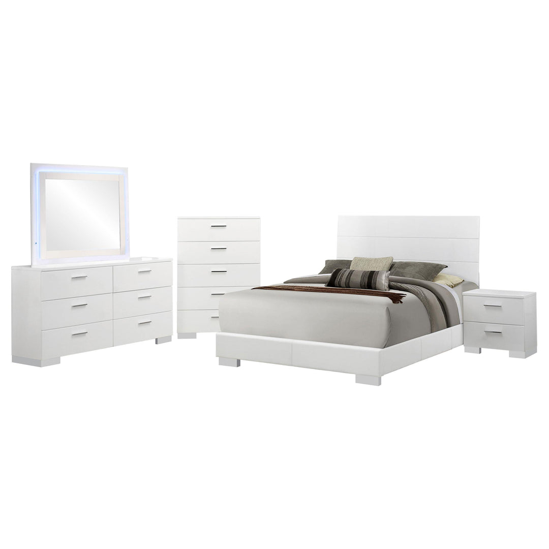 Coaster Furniture 203501KE-S5L Felicity 5-Piece Eastern King Bedroom Set White High Gloss