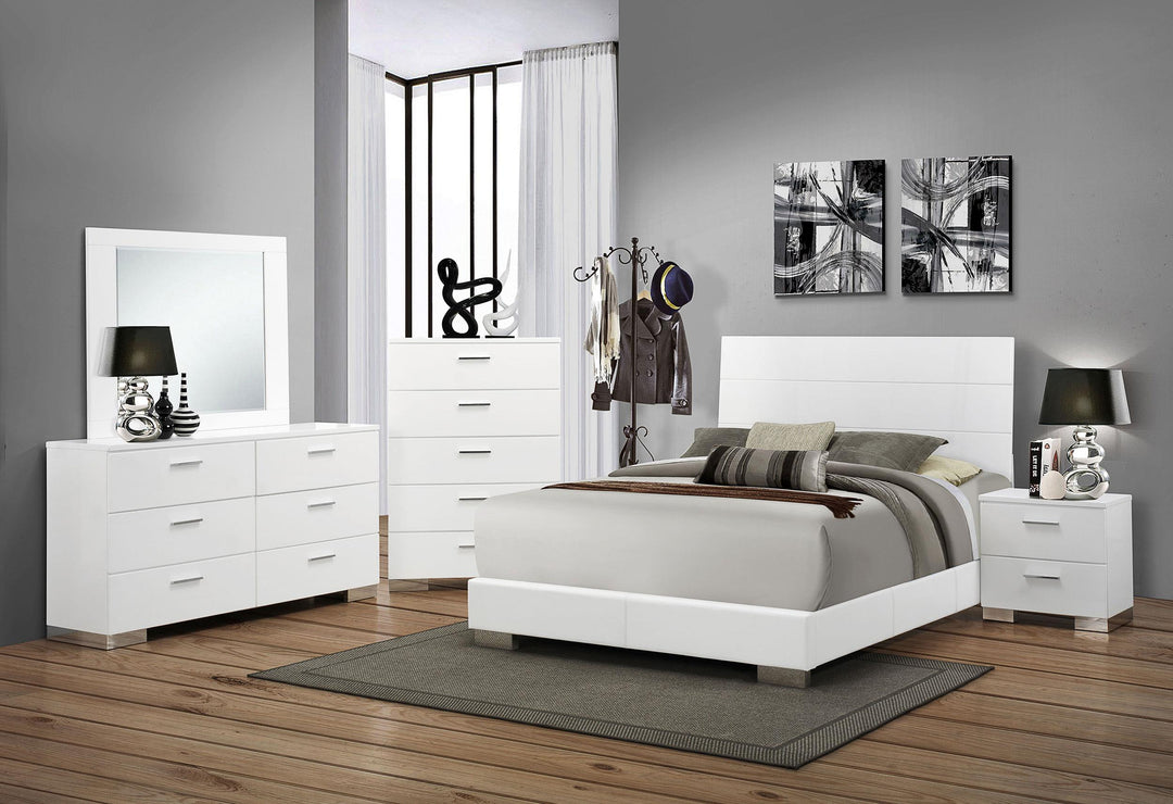 coaster-furniture-203501ke-s5-felicity-5-piece-eastern-king-bedroom-set-white-high-gloss