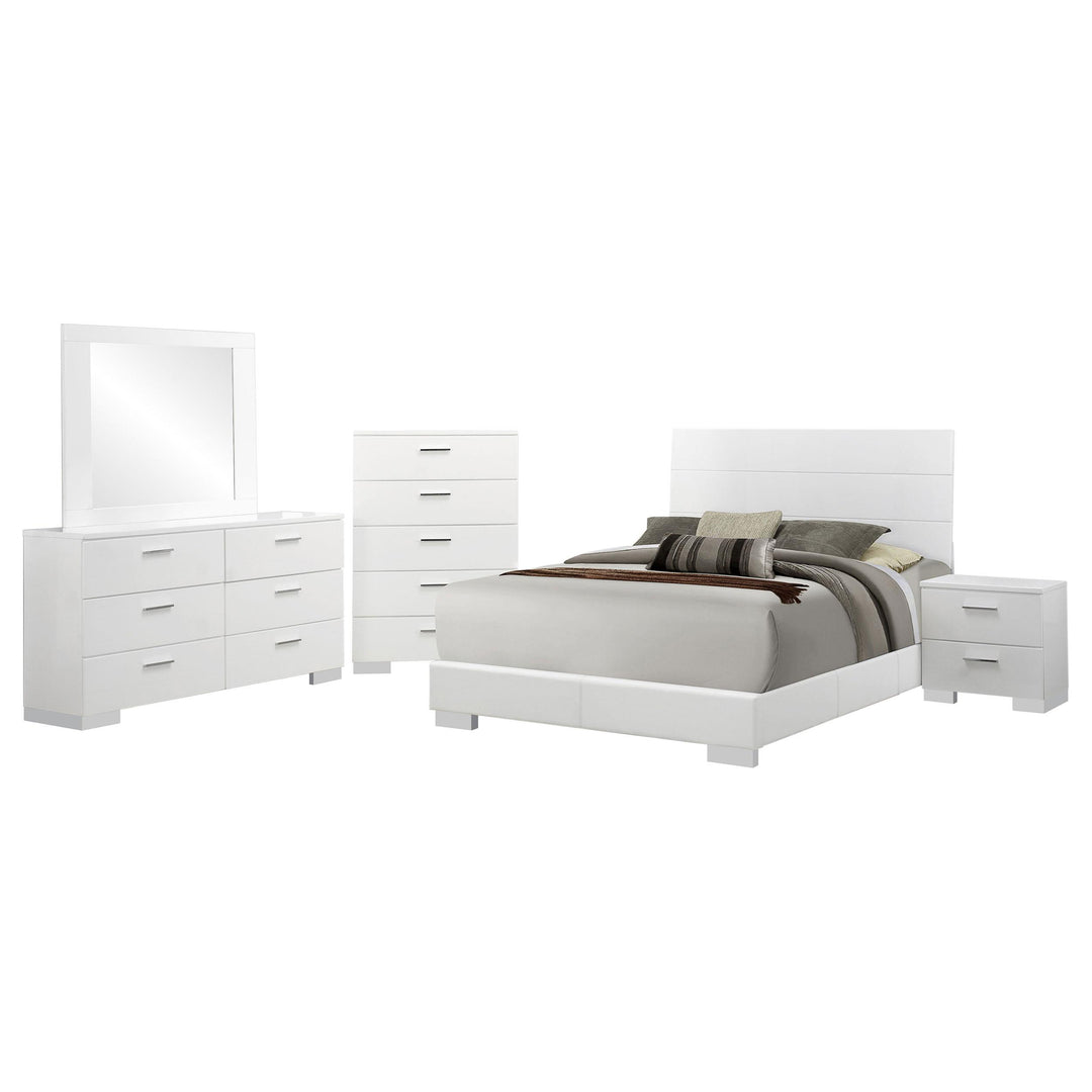 Coaster Furniture 203501KE-S5 Felicity 5-Piece Eastern King Bedroom Set White High Gloss