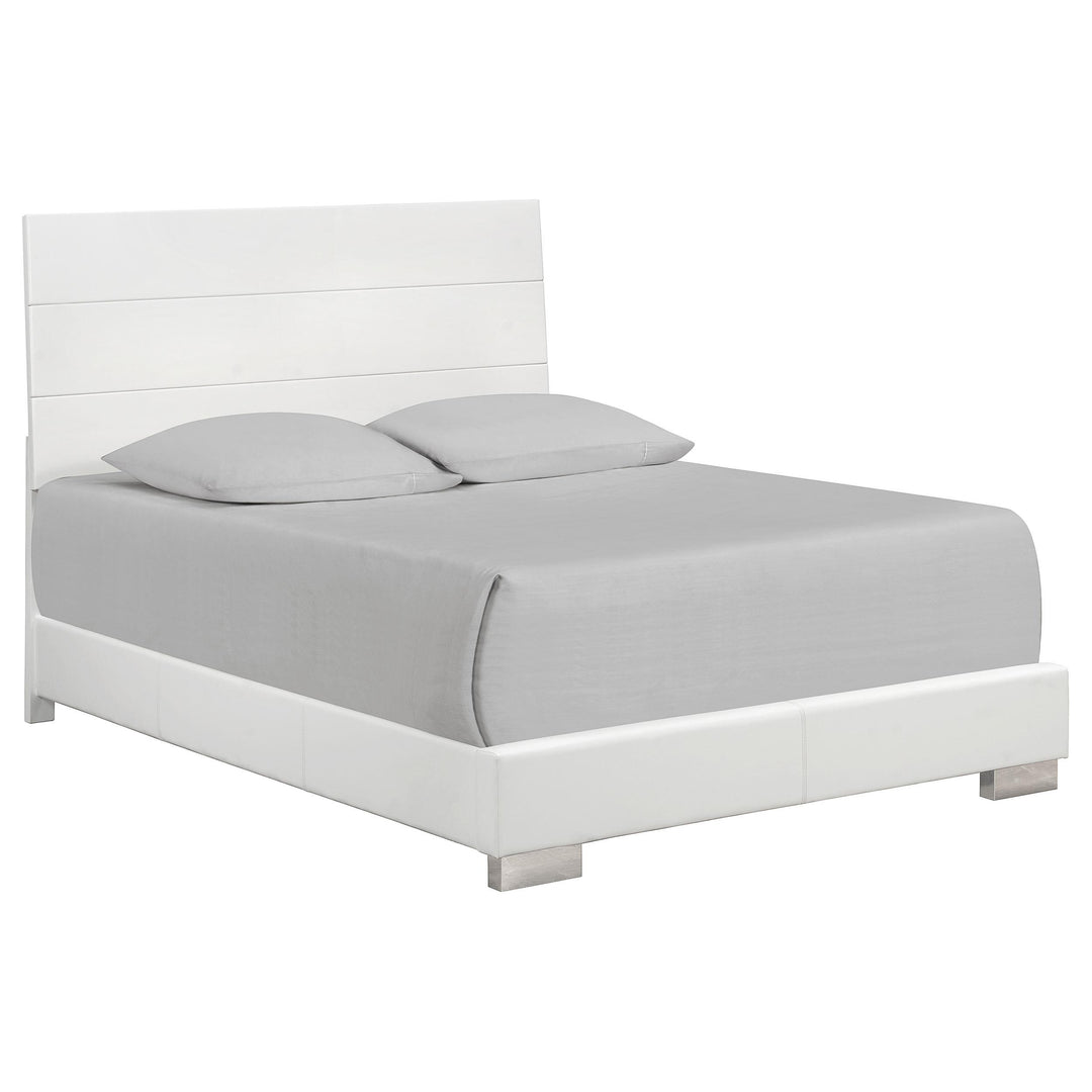 Coaster Furniture 203501KE Felicity Wood Eastern King Panel Bed White High Gloss