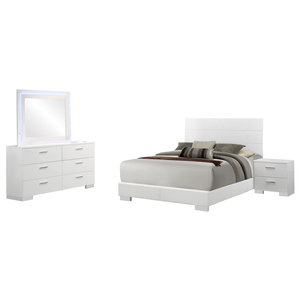 Coaster Furniture 203501Q-S4L Felicity 4-Piece Queen Bedroom Set White High Gloss