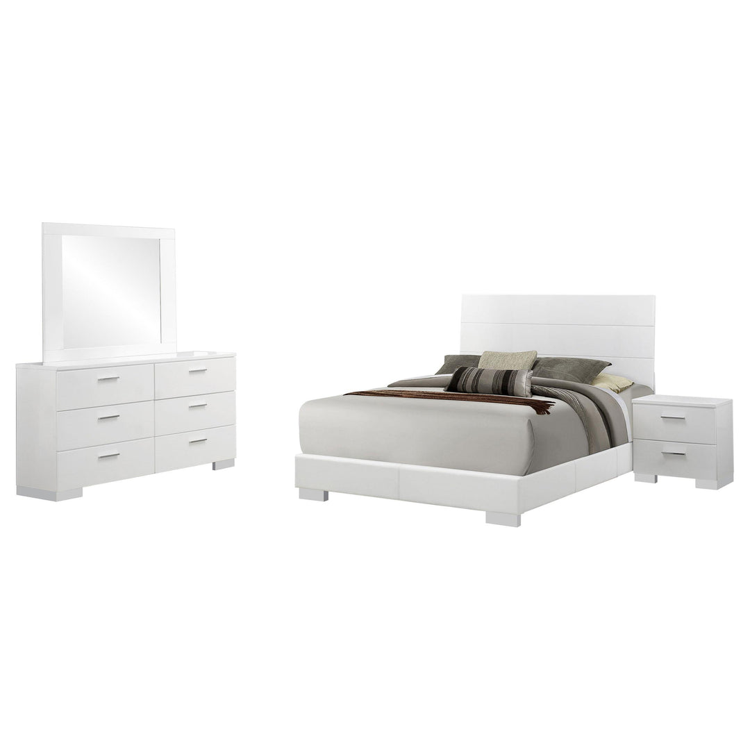Coaster Furniture 203501Q-S4 Felicity 4-Piece Queen Bedroom Set White High Gloss
