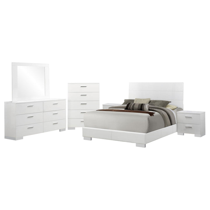 Coaster Furniture 203501Q-S6 Felicity 6-Piece Queen Bedroom Set White High Gloss