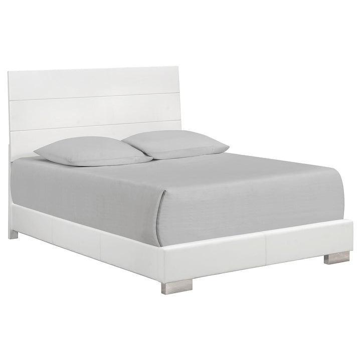 Coaster Furniture 203501Q Felicity Wood Queen Panel Bed White High Gloss