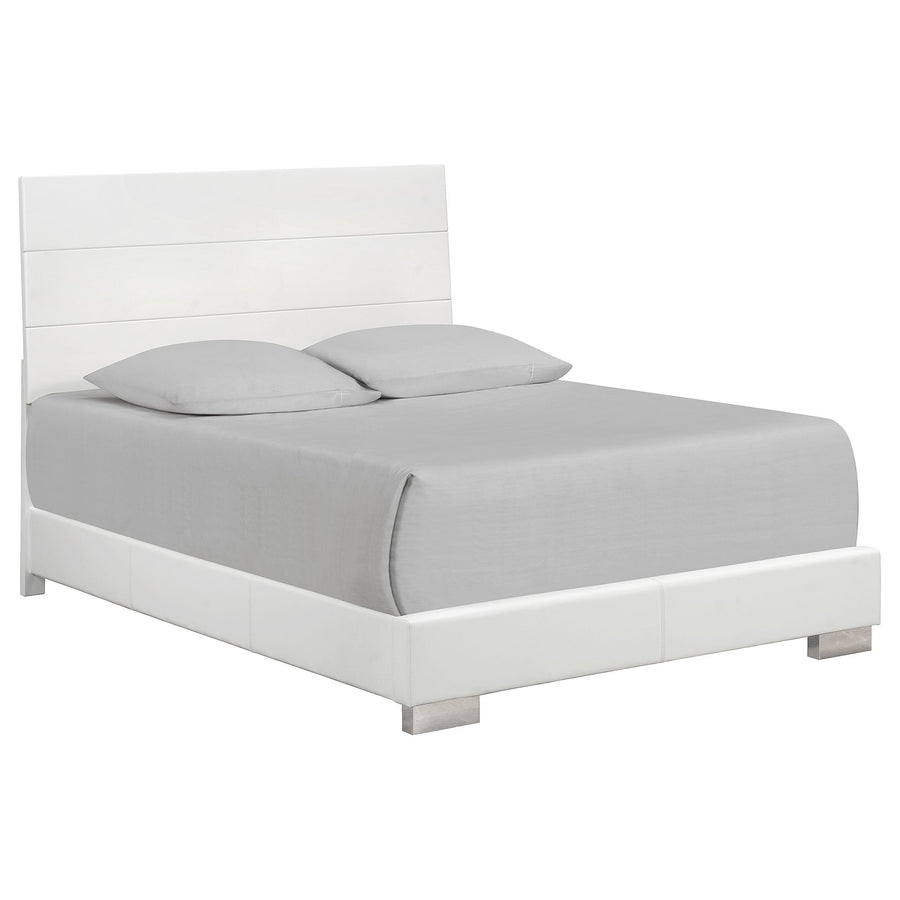 Coaster Furniture 203501Q Felicity Wood Queen Panel Bed White High Gloss