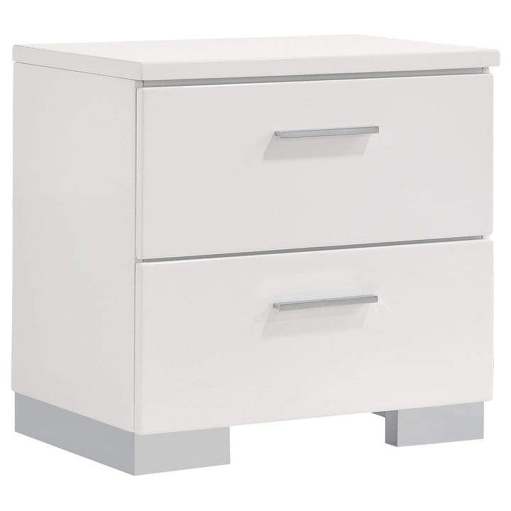 Coaster Furniture 203502 Felicity 2-drawer Nightstand White High Gloss