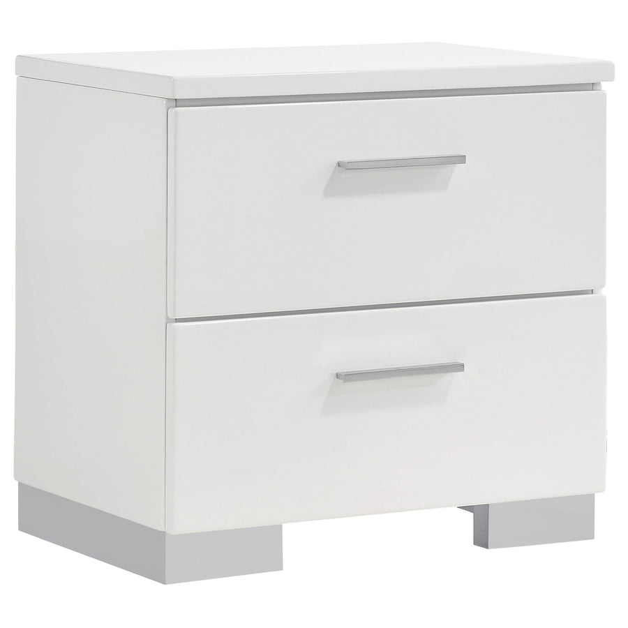 Coaster Furniture 203502 Felicity 2-drawer Nightstand White High Gloss