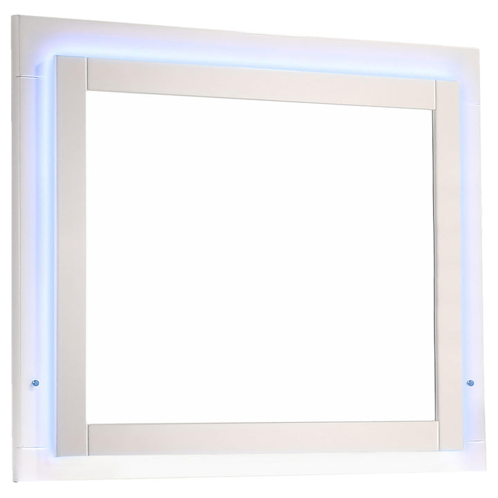 Coaster Furniture 203504LED Felicity Wood LED Dresser Mirror White High Gloss