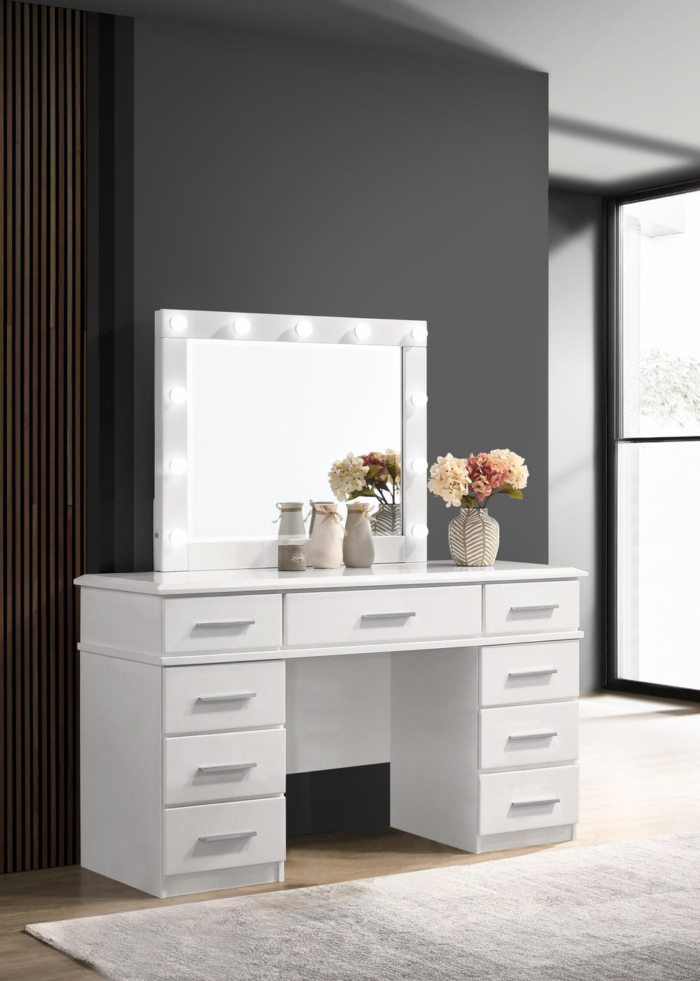 coaster-furniture-203507-felicity-9-drawer-vanity-table-lighted-mirror-glossy-white