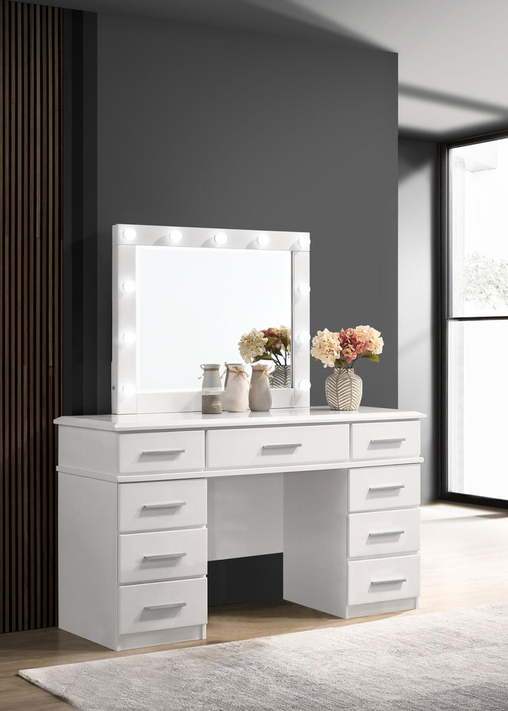 coaster-furniture-203507-felicity-9-drawer-vanity-table-lighted-mirror-glossy-white