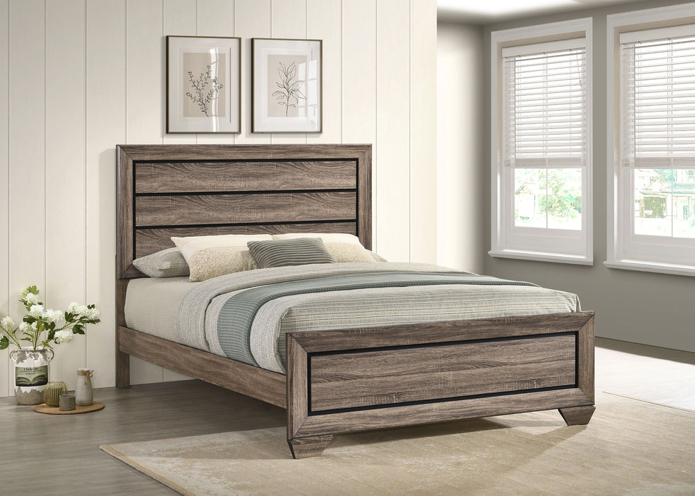 Kauffman - Wood Queen Panel Bed - Washed Taupe