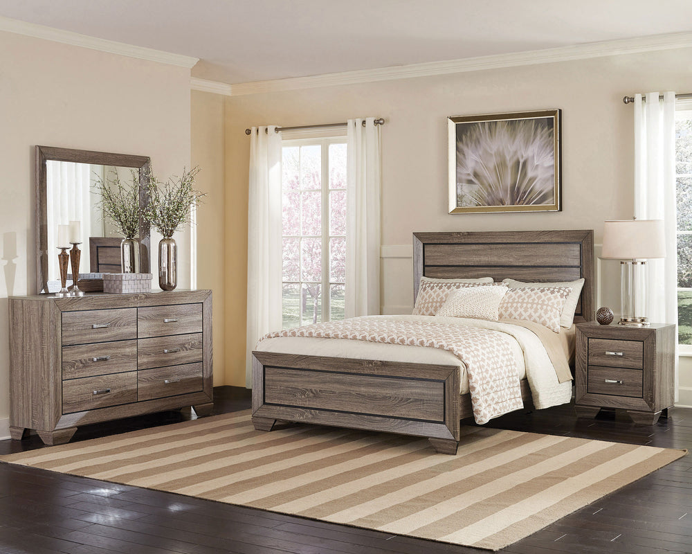Kauffman - Wood Queen Panel Bed - Washed Taupe