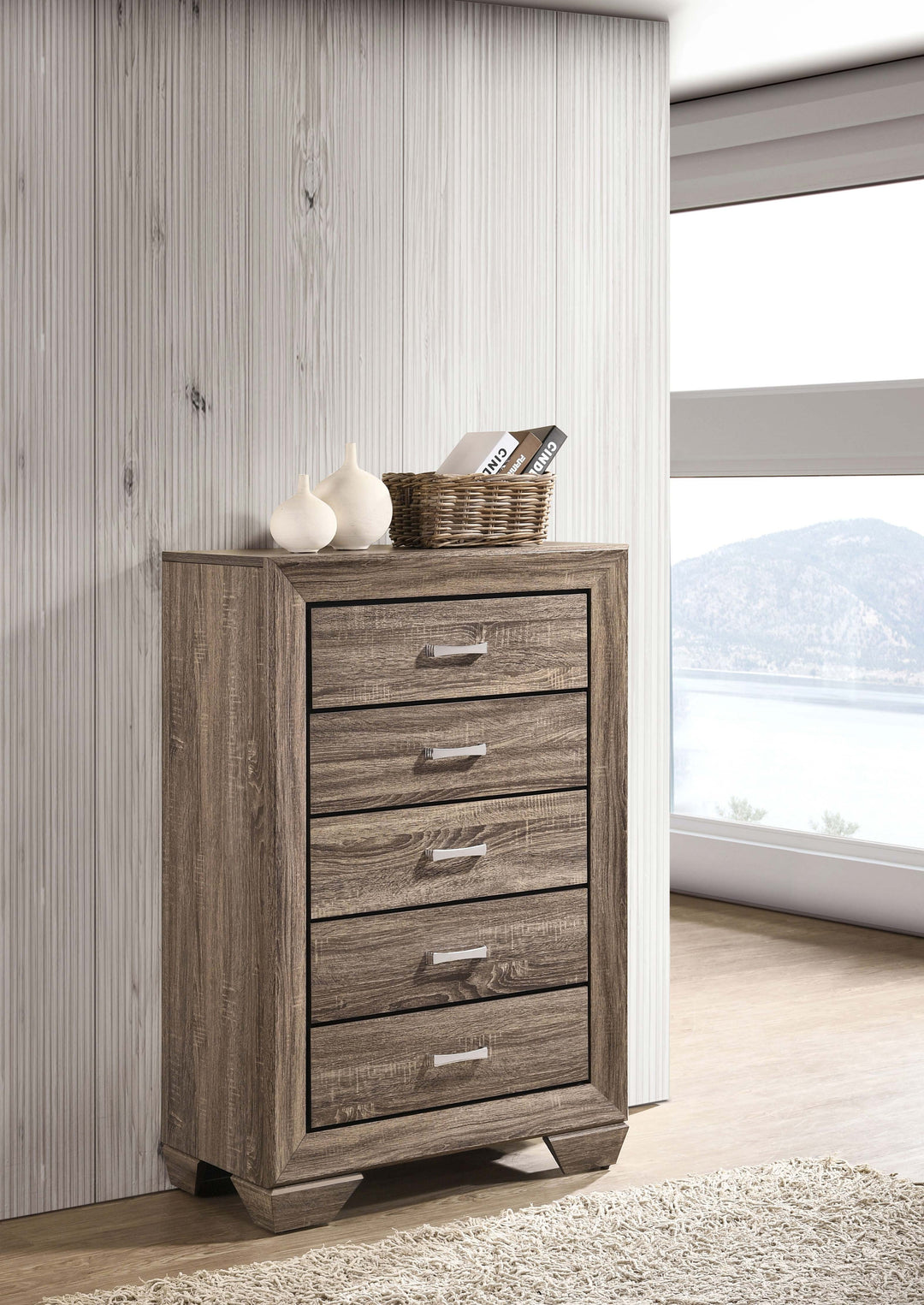Kauffman - 5-Drawer Bedroom Chest - Washed Taupe