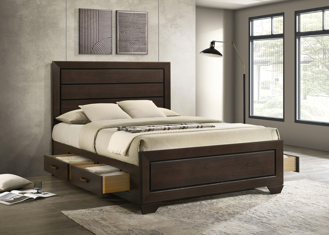 Coaster Furniture 204390Q Kauffman Wood Queen Storage Panel Bed Dark Cocoa