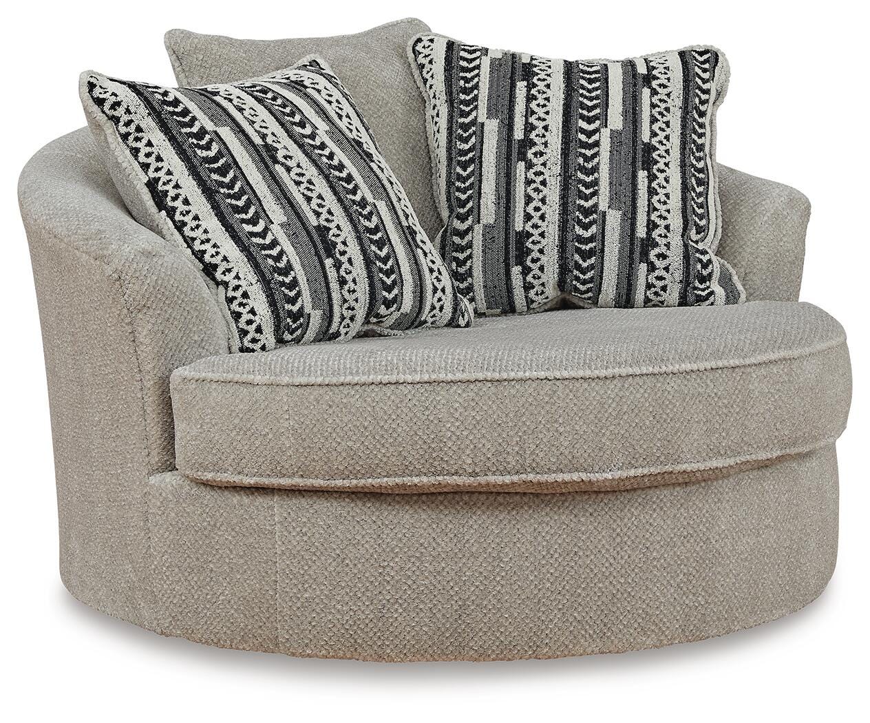 Calnita Oversized Swivel Accent Chair - Beige (1)