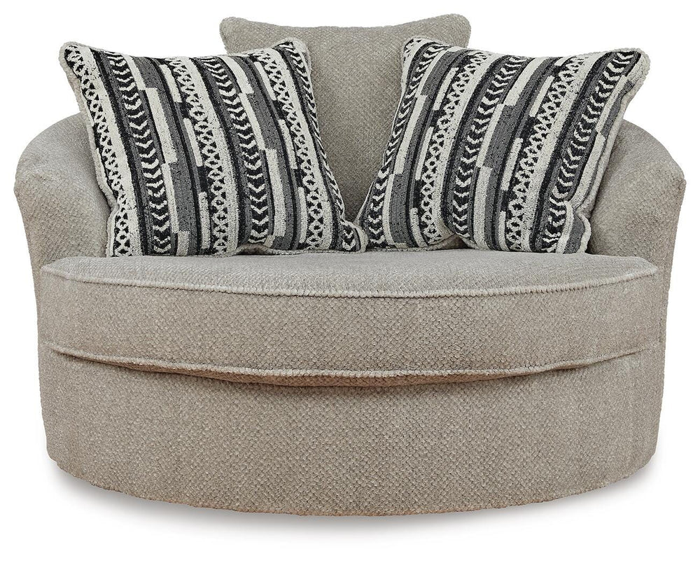 Calnita Oversized Swivel Accent Chair - Beige (3)
