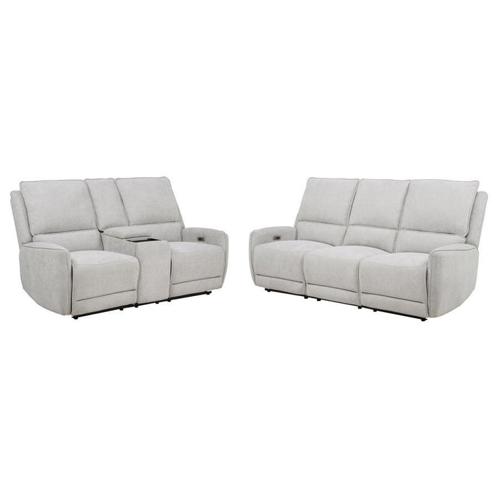 Coaster Furniture Sylmar - 2 Piece Chenille Power Reclining Sofa Set - Dove Gray