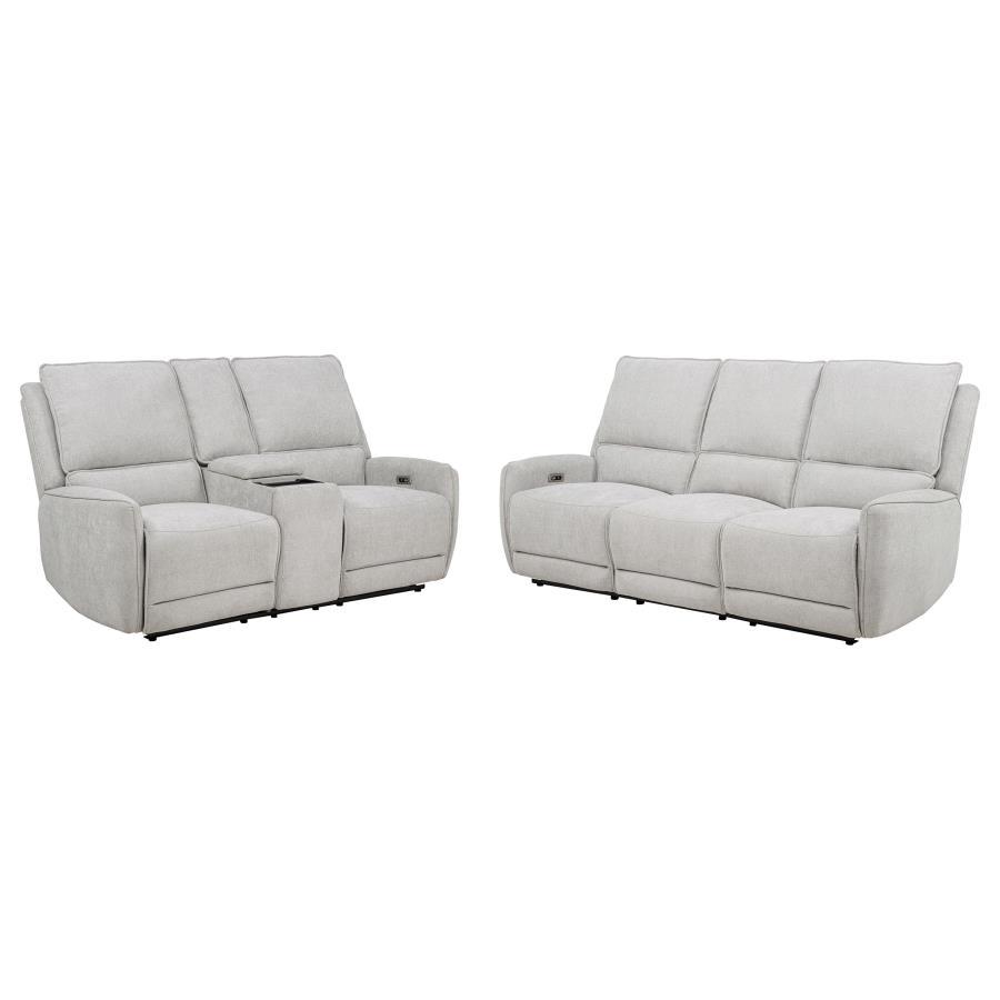 Coaster Furniture Sylmar - 2 Piece Chenille Power Reclining Sofa Set - Dove Gray