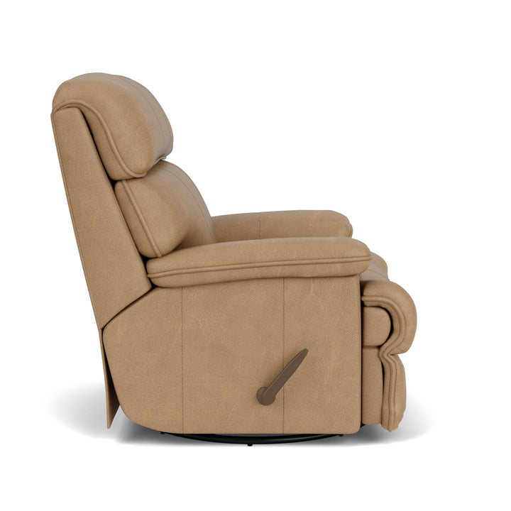 Geneva Leather Swivel Gliding Recliner Light Brown