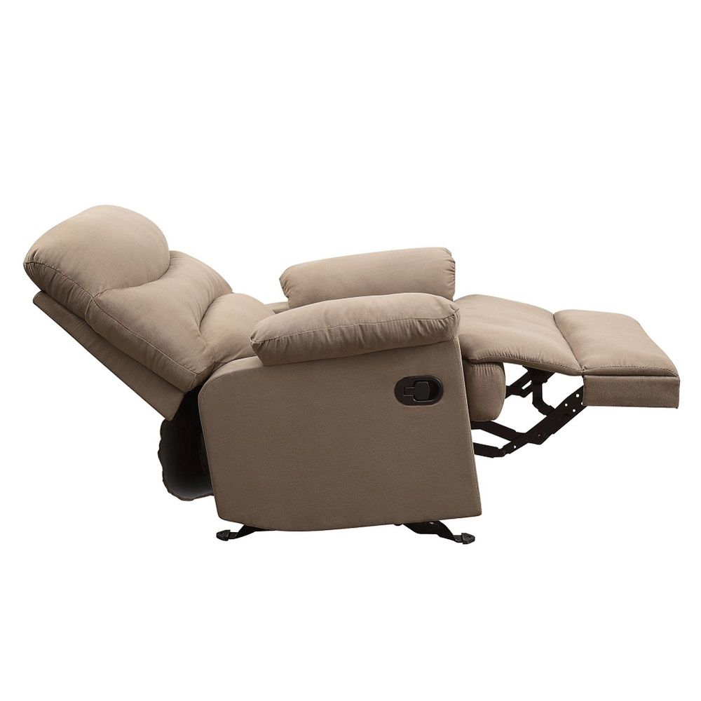 Arcadia - Motion Glider Recliner - Light Brown Microfiber