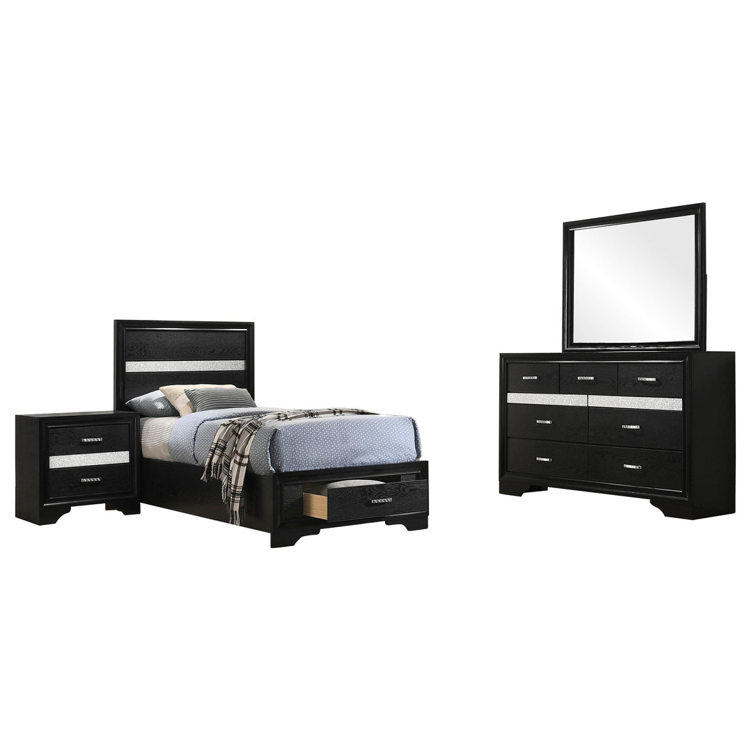 Coaster Furniture 206361T-S4 Miranda 4-Piece Twin Bedroom Set Black